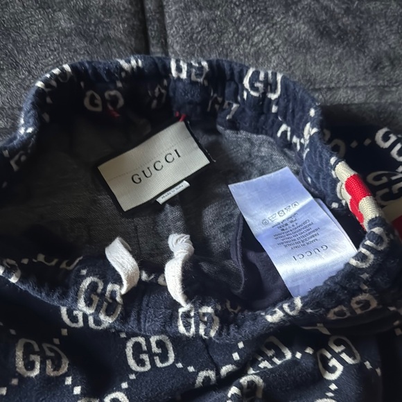 COPY - Gucci Blue GG Monogram Track Pants with Red Stripes - Picture 3 of 5